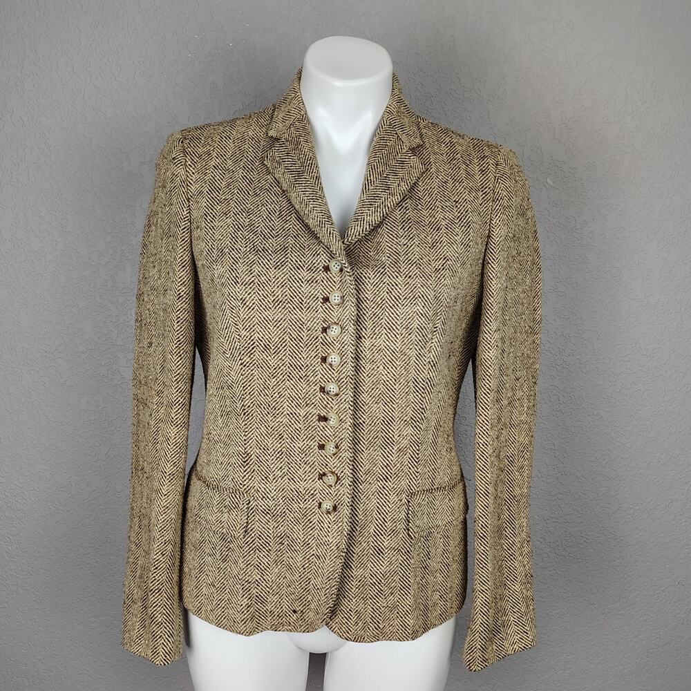 Lauren Ralph Lauren Herringbone Linen-Silk Blazer Size 4